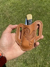 Knife Sheath Leather Embossed Belt Rooster Gallo Game Fowl Durable For Him Her