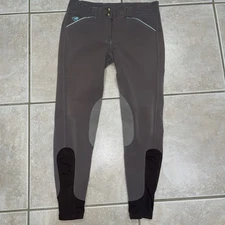 Piper Stretch Denim Breeches by SmartPak- Knee Patch Brown/Turquoise