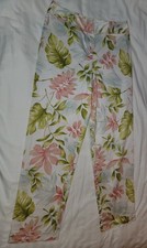Talbots Floral print pants, women's size 8, white with floral