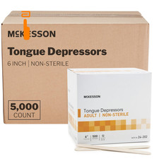 McKesson Tongue Depressors 5000 Count Adult Size, Non-Sterile, Wood, 6"