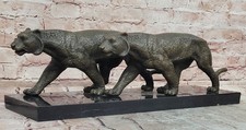 Statue Duo De Panthère En Bronze De Qualité Muséale Signée Barye Collectionnable