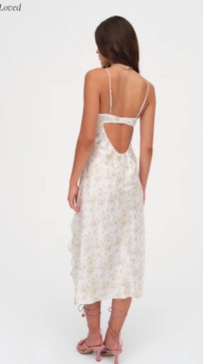 For Love & Lemons Chania Bustier Ruffles Slit Floral Midi Slip Dress L |  eBay