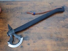 26 Carbon Steel Black Tomahawk Battle Axe 9x6 Head Hand Forged Leather Sheath