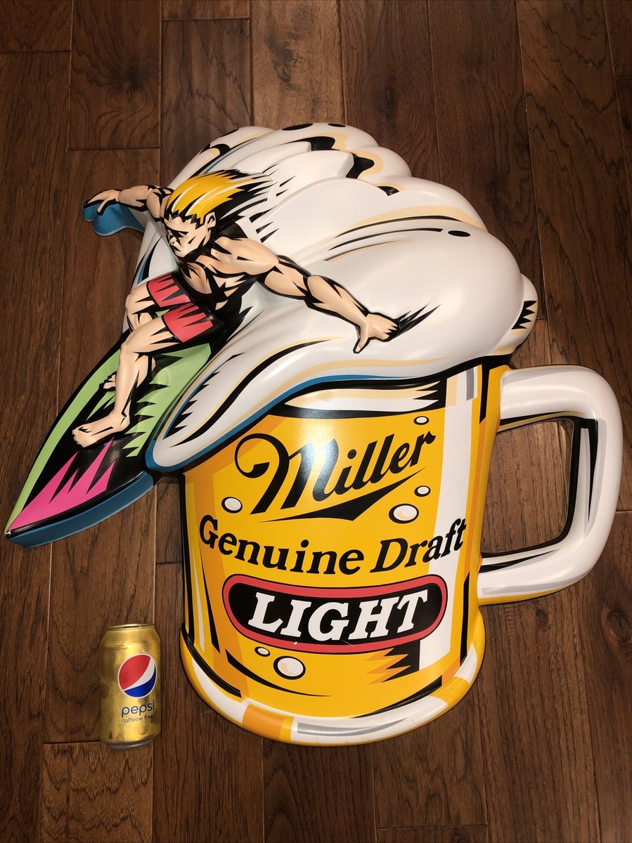 1992 MILLER LIGHT GENUINE DRAFT BEER SURFER 3-D SIGN BAR - PUB MAN