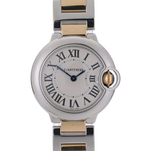 Cartier Ballon Bleu W69007Z3 White Dial 18k Gold 28mm Ladies Watch Full Set