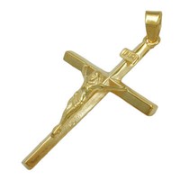 AnhäNger Kreuz Mit Jesus 30X18Mm Aus 9Kt 375 Gold Gelbgold GläNzend