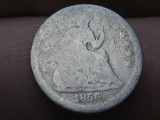 1856 P Seated Liberty Half Dime, Philadelphia, About Good Details