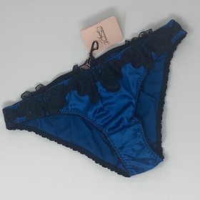 Agent Provocateur Aymee Blue Black Silk Brief AP4 Large NWT