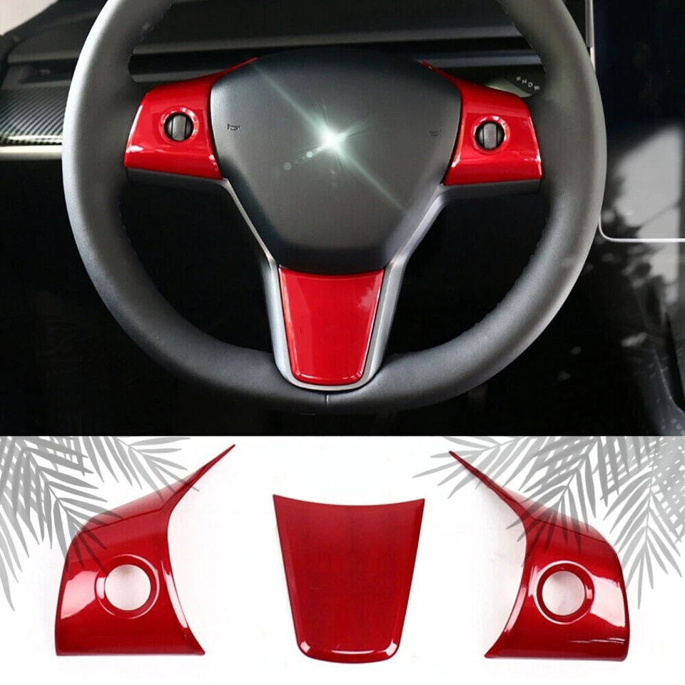 Cubierta de interruptor de volante de fibra de carbono 3 piezas para Tesla modelo 3/Y 2017-2023 Foto 2 de 4