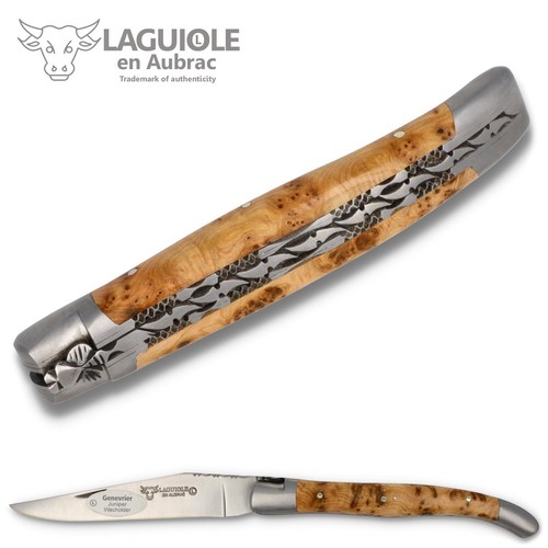 Navaja Laguiole en Aubrac 11 cm enebro doble placa L0711GEIF cuchillo - Imagen 5 de 6