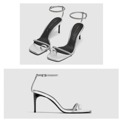 zara silver strappy heels