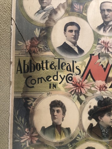 Póster de comedia de Abbott Teal's niobe Thomas Wylie litografía Barry Edward Paulson siglo 1800 - Imagen 9 de 13