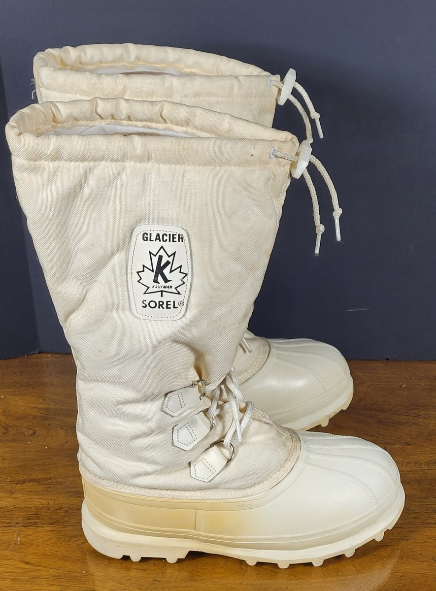 Vintage Rare Sorel White Glacier Boots Men's 8 Kaufman Made In