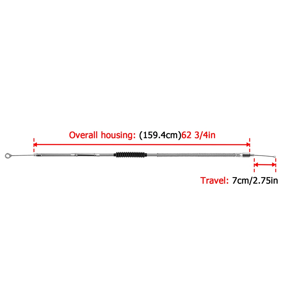 Cable de embrague de acero inoxidable de 3/4" 1987-2006 y 2008-2013 para Harley Touring 62 Foto 2 de 4