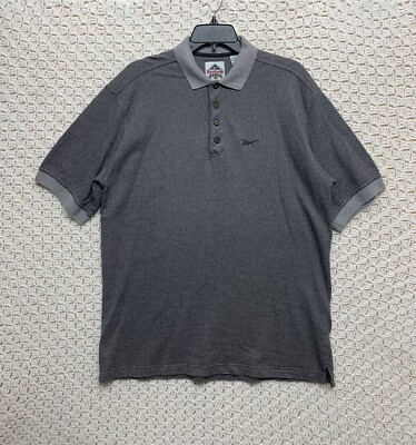 Reebok Polo Shirt Men's Medium Gray Golf Rugby Short Sleeve