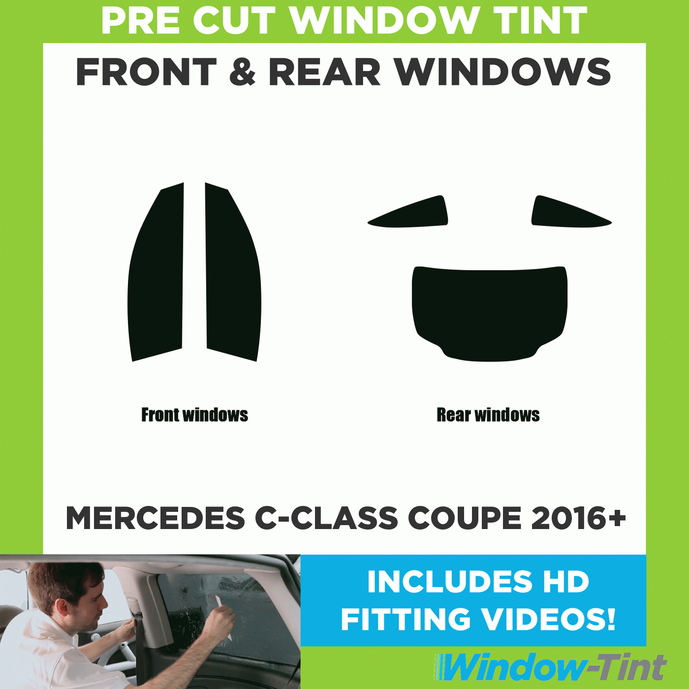 PSSC Pre Cut Rear Car Window Films for Mercedes C Class Coupe 2001 to 2008 05/% Very Dark Limo Tint