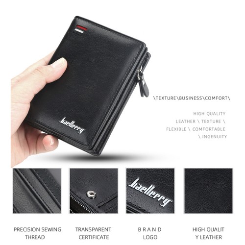 Men Short Anti Theft Leather Wallet Zipper Wallet Small Card Man Short Purse US - Picture 4 of 20