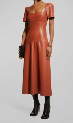 A.L.C. Hayden Seamed Faux Leather Drop-Waist Midi Dress, RST, Women's, 2, Cocktail & Party Wedding Guest Dresses Midi Dresses A.L.C. Hayden Seamed Faux Leather Drop-Waist Midi Dress, RST, Women's, 2, Cocktail & Party Wedding Guest Dresses Midi Dresses
