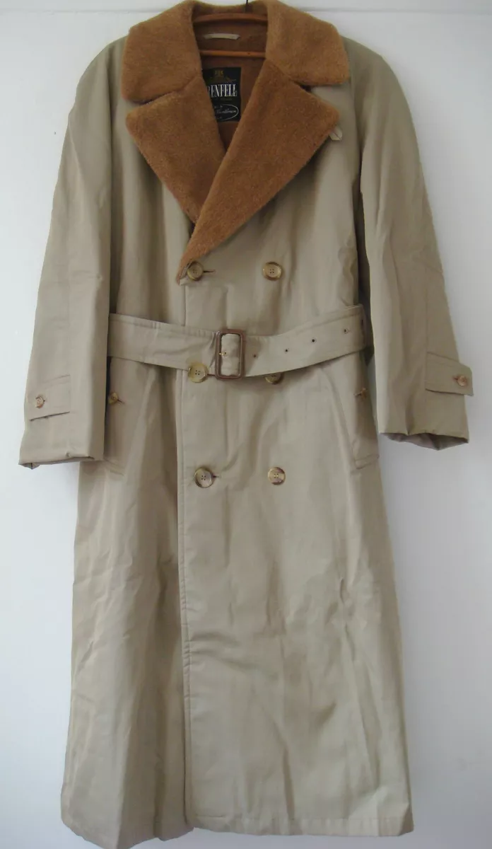 English Mens Original Grenfell Cloth Cotton Raincoat Coat Alpaca