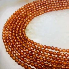 Natural Hessonite Orange Garnet Faceted Round Beads 2mm 3mm 4mm 5mm 15.5" Strd