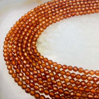 Natural Hessonite Orange Garnet Faceted Round Beads 2mm 3mm 4mm 5mm 15.5'' Strd