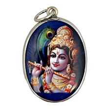 Lord Krishna Vishnu Avatar God of Charm Love Om Hindu Murti Amulet Pendant #1