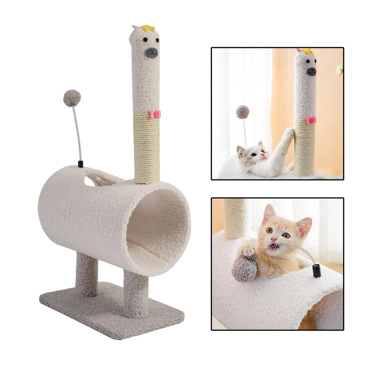 Cat Scratching Post Tunnels Tube Interactive Ball Toys Plush Platform Protect