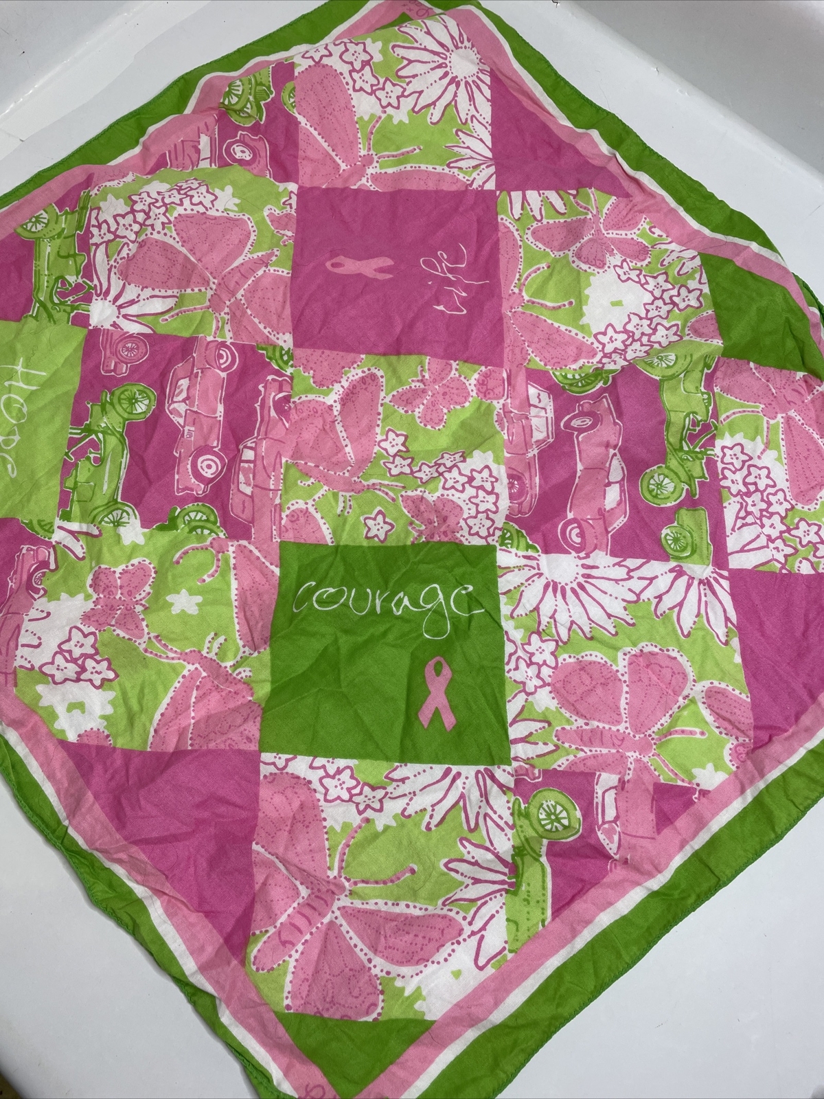 LILLY PULITZER Breast Cancer SCARF Courage Life BANDANA HOPE Ford Motor