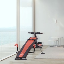 HOMCOM Sit Up Bank Bauchtrainer Rückentrainer Fitness Verstellbar Rot+Schwarz