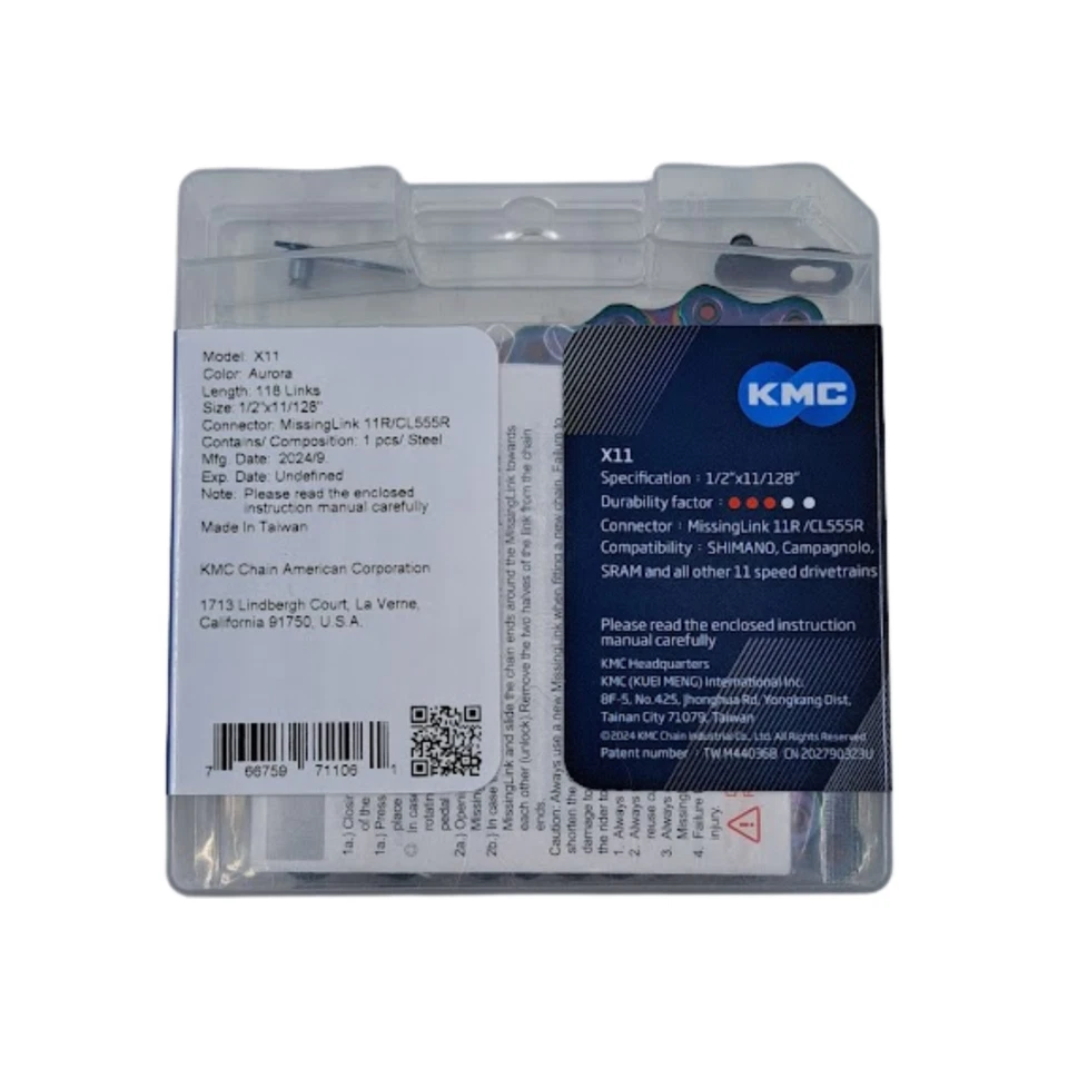 KMC X11 Pre Waxed Aurora 11 Speed Chain Bike fit Shimano SRAM Campagnolo - Image 2 of 3