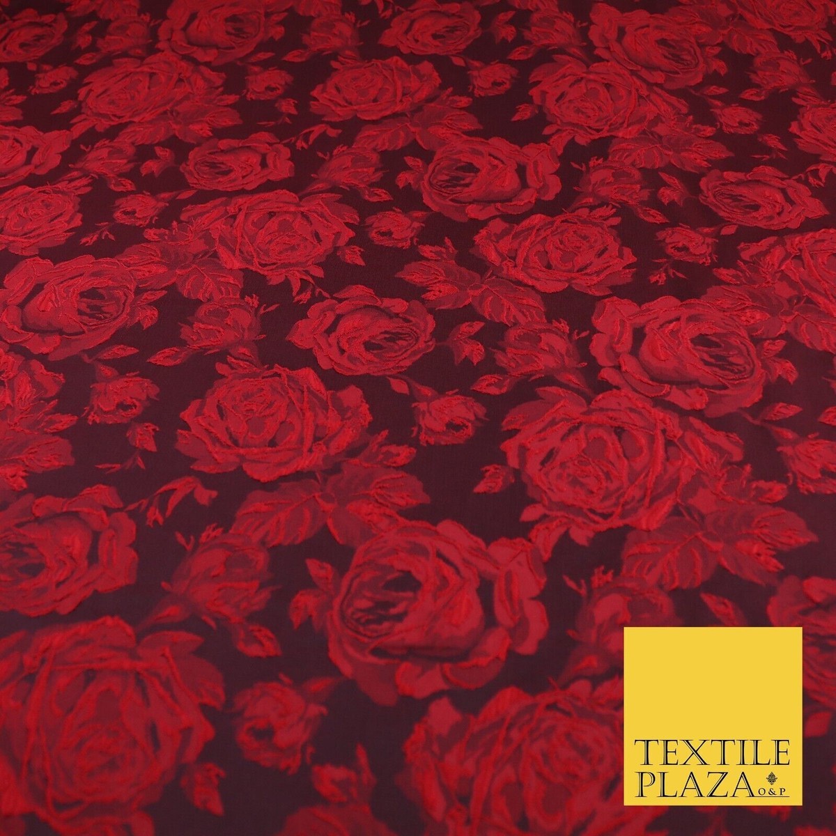 Black Red Floral Roses Cluster Bloom Textured Brocade Black Red Floral Roses Cluster Bloom Textured Brocade