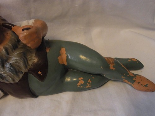 Yard Gnome Lies with Pipe Ceramic Gartenzwerg Vintage German #OBN10 - Picture 3 of 12