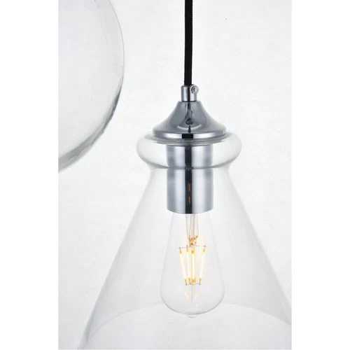 Chandelier Chrome Pendant Lighting Foyer Farmhouse Glass Shades Dining Room - Picture 4 of 5