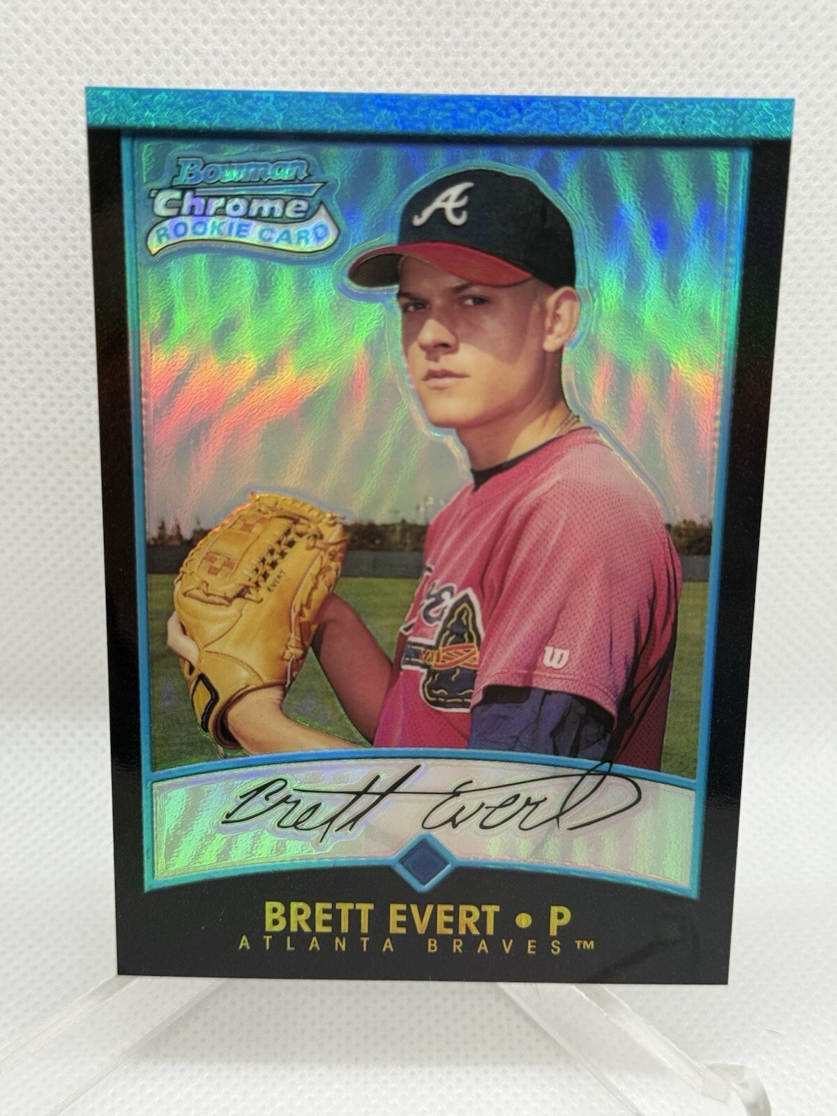2001 Bowman Chrome - Rookie Refractors #121 Brett Evert (RC) Atlanta Braves