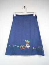 Vintage Handmade Wrap Skirt Medium Large Painted Pigs Floral Cottagecore Prairie