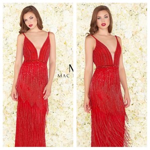 mac duggal ombre fringe gown