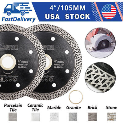 Mesh Turbo Diamond Saw Blade 2pcs 4inch for Porcelain Tile Marble Cutting Disc
