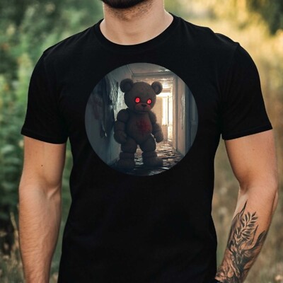Herren T-Shirt Gruseliger Teddybär Motiv Baumwolle Größe XS bis 5XL