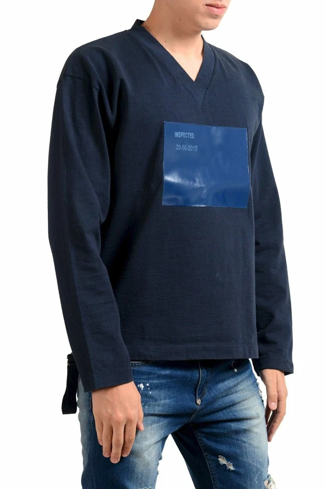Sudadera para hombre Jil Sander azul cuello en V manga larga talla M L 2XL Foto 2 de 4