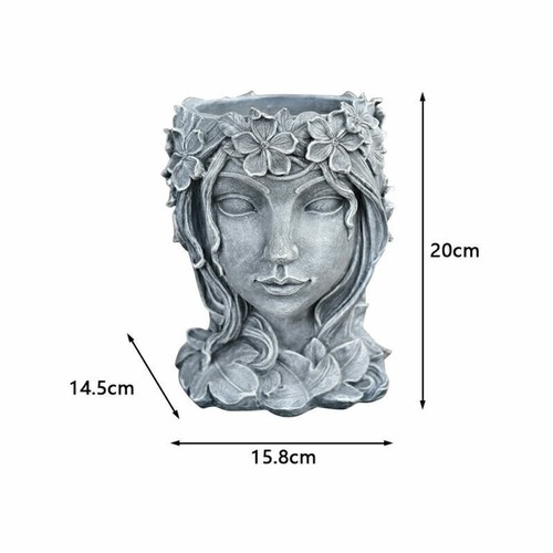 Goddess Head Design Succulents Plant Pot Resin Flowerpot for Office/Home Decor - Picture 3 of 12