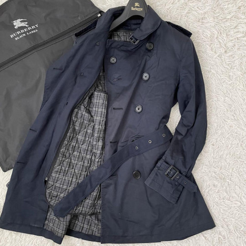 BURBERRY BLACK LABEL ネイビー　マリンコート バーバリーブラックレーベル ナポレオンコート ロング マリン