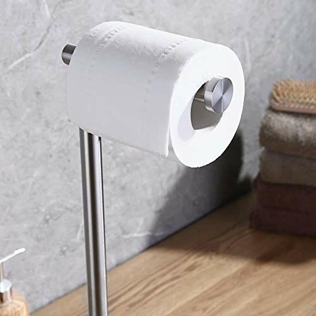 Kes Bathroom Toilet Paper Holder Stand Modern Free Standing Tissue Paper Roll Holder Sus304 Stainless Steel