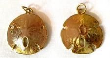 Sand Dollar Pendants Lot of 2 Gold Tone Seashell Beach Ocean Charm 1" diameter