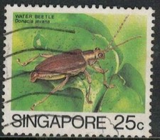 Lot 4617 Singapore 1985 25c Insect (Water Beetle) used stamp