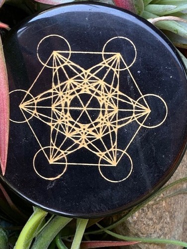 Archangel Metatron Black Agate Coaster Geometry Shape - Picture 3 of 4