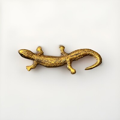 Vintage Solid Brass Lizard Salamander Sculpture Paperweight 3 3/4    DET 12 