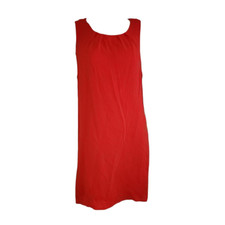 Forever 21 Dress Womens L Solid Orange Red Sleeveless Pullover Chiffon Pleated