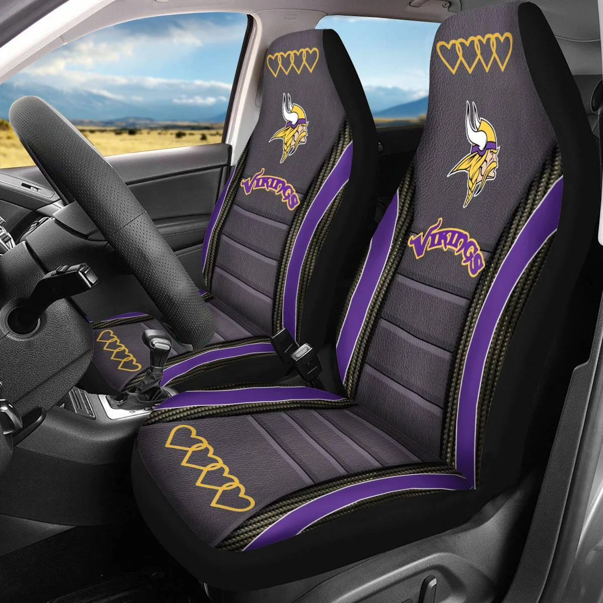 Car Seat Cover Seat Protector 2Pc for Minnesota Vikings