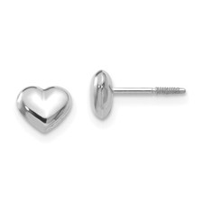 Madi K Kid's Earrings 14k White Gold Puff Heart Post and Screw Back