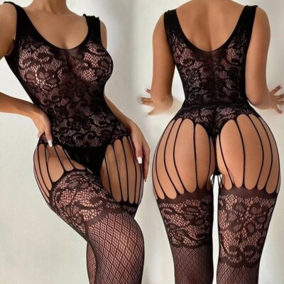 Women Lady Sexy Lingerie Mesh Fishnet Body Stockings Elastic Underwear Clubwear